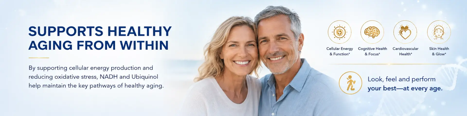 Couple promoting healthy ageing benefits.